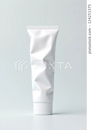 white cosmetic tube on gray background 124251375