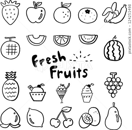 簡單手繪水果線描集 124251498