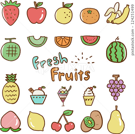 以主線為背景的手繪水果插畫 124251499