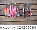 Egi fishing lures: choose a few different colors that you like and use them accordingly 124251598