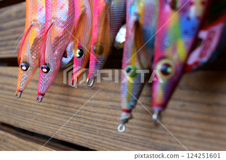 For eging, basic colors such as red, pink, brown, and orange are enough to target bigfin reef squid. 124251601