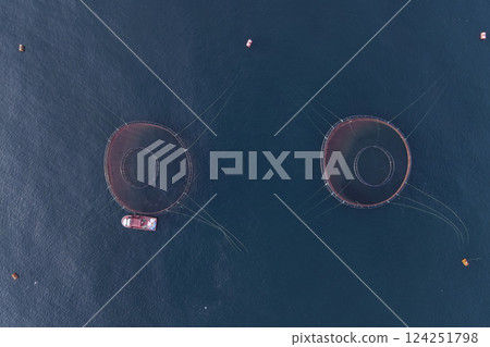 Image of fish ponds, the main form of aquaculture. Salmon, sea bass, sea bream and trout are the most commonly grown fish in fish ponds used for commercial fishing in the sea, lakes and ponds. Image of fish ponds, the main form of aquaculture. Salmon, sea bass, sea bream and trout are the most commonly grown fish in fish ponds used for commercial fishing in the sea, lakes and ponds. 124251798