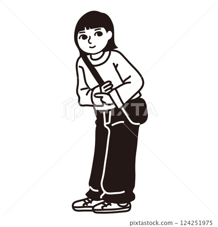 Stylish fashion woman line drawing vector Stylish fashion woman line drawing vector 124251975