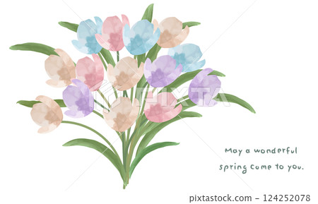 Colorful tulip bouquet (picture book style) 124252078