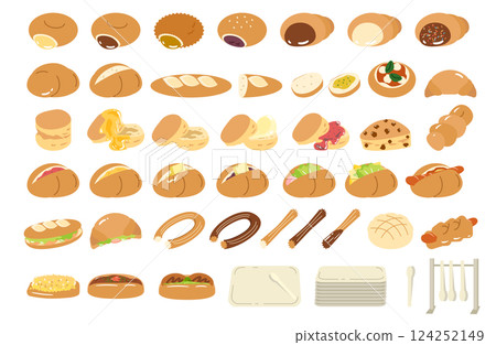 Various bread illustration set 124252149