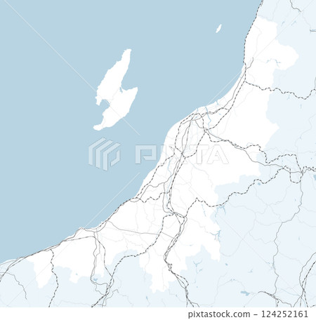 A simple road map including Niigata prefecture and neighboring prefectures in Japan A simple road map including Niigata prefecture and neighboring prefectures in Japan 124252161