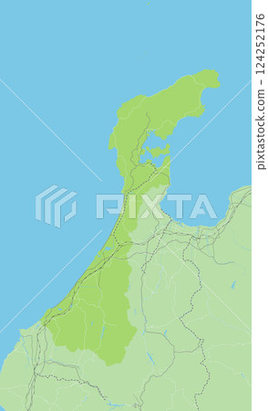 A simple green road map of Japan's Ishikawa prefecture and neighboring prefectures 124252176