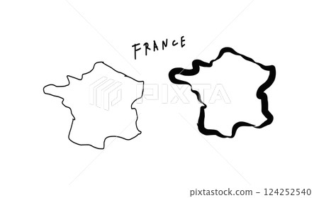 Simple vector illustration of a map of France drawn with pen and brush Simple vector illustration of a map of France drawn with pen and brush 124252540