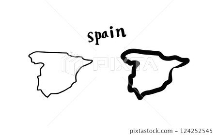 Vector illustration (pattern) of a map of Spain drawn with a pen and brush Vector illustration (pattern) of a map of Spain drawn with a pen and brush 124252545