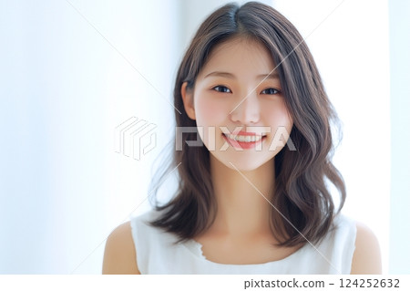 微笑美女、護膚、抗衰老“AI生成圖像” 124252632