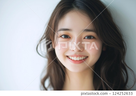 Smiling beautiful woman, skin care, anti-aging "AI generated image" 124252633