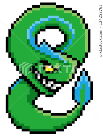 Game-style pixel art: Moray eel monster Game-style pixel art: Moray eel monster 124252763