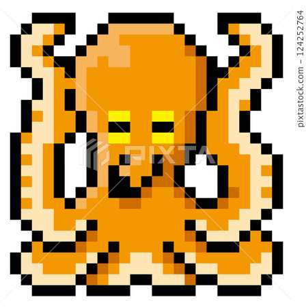 遊戲風格的像素藝術：類似章魚的怪物 124252764