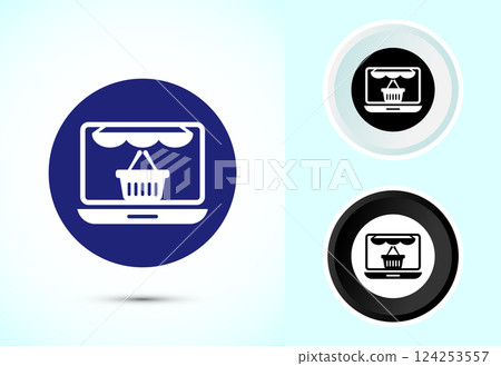 Online shopping icon design illustration. Shopping symbol for apps and websites. Color black and white 124253557