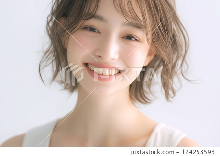 美麗微笑的女人“AI生成圖像” 124253593