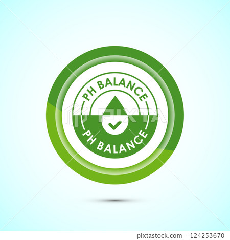 PH balance icon design illustration. Neutral PH balance icon sign, Free acidity concept, Button design 124253670