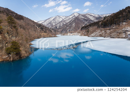 Melting snow at Lake Okushima, Shima Onsen, Gunma Prefecture 124254204