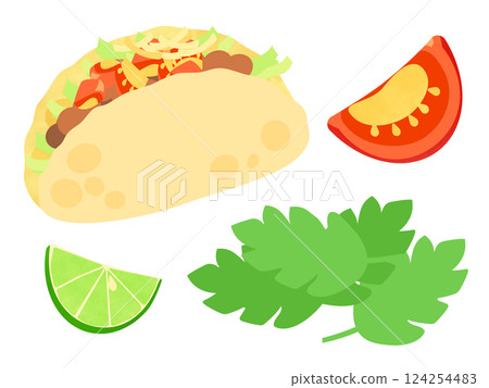 玉米餅和配料插圖 玉米餅和配料插圖 124254483