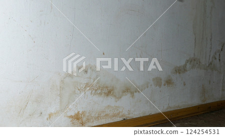 Flooding rainwater or floor heating systems, causing damage, peeling paint and mildew. Flooding rainwater or floor heating systems, causing damage, peeling paint and mildew. 124254531