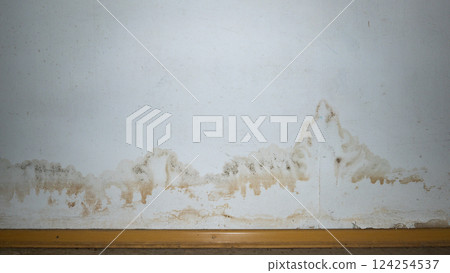 Flooding rainwater or floor heating systems, causing damage, peeling paint and mildew. 124254537