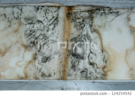Damage ceiling from water pipelines leakage. Housing problem concept Damage ceiling from water pipelines leakage. Housing problem concept 124254542