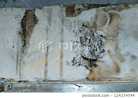 Damage ceiling from water pipelines leakage. Housing problem concept 124254544