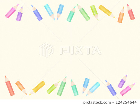 Colorful watercolor pencil frame Colorful watercolor pencil frame 124254644