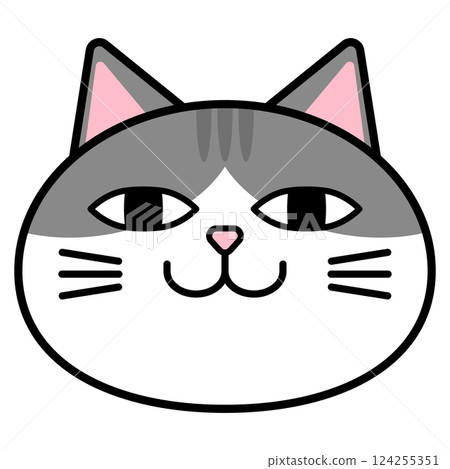 Illustration of a brown tabby and white cat 124255351