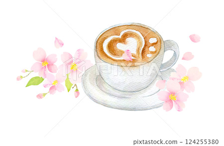 水彩插畫:櫻花季的咖啡時光 水彩插畫:櫻花季的咖啡時光 124255380