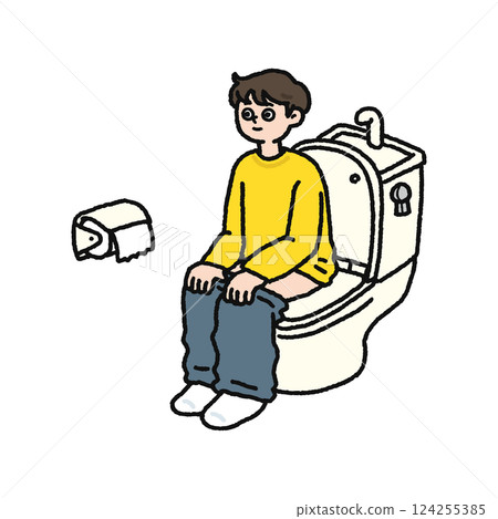 坐在馬桶座上的男人 坐在馬桶座上的男人 124255385