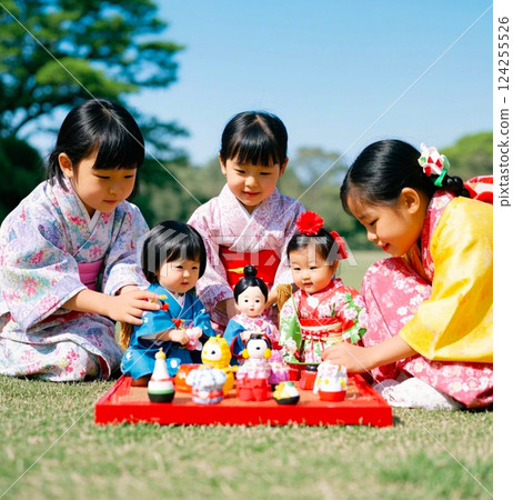Families playing in the park Families playing in the park 124255526