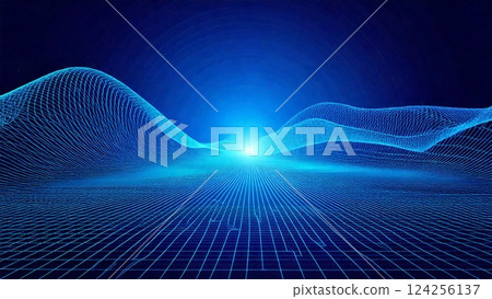 Cyber wave Digital wave Futuristic image Background material Texture AI generated material 124256137