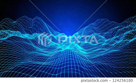 Cyber wave Digital wave Futuristic image Background material Texture AI generated material 124256180