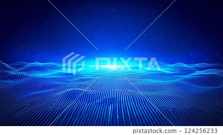 Cyber wave Digital wave Futuristic image Background material Texture AI generated material 124256233