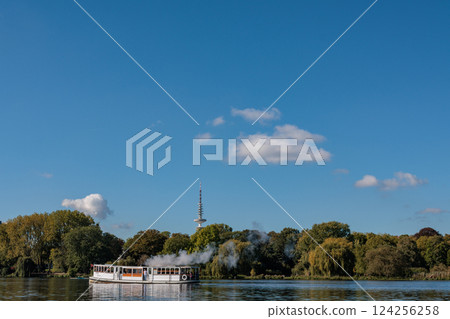 the city of Hamburg at the alster river in germany 124256258