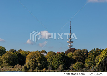 the city of Hamburg at the alster river in germany 124256259