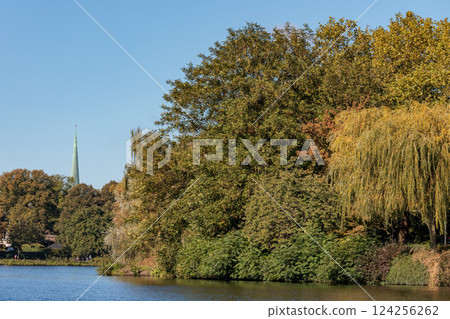 the city of Hamburg at the alster river in germany the city of Hamburg at the alster river in germany 124256262