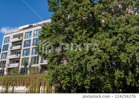 the city of Hamburg at the alster river in germany 124256276