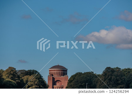 the city of Hamburg at the alster river in germany 124256294