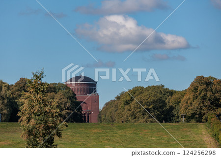the city of Hamburg at the alster river in germany 124256298