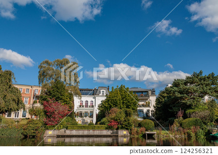 the city of Hamburg at the alster river in germany 124256321