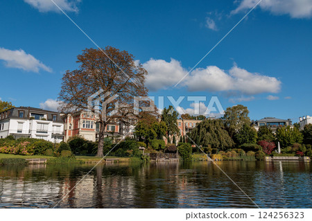 the city of Hamburg at the alster river in germany the city of Hamburg at the alster river in germany 124256323