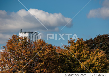 the city of Hamburg at the alster river in germany 124256372
