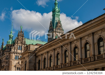 the city of Hamburg at the alster river in germany 124256384