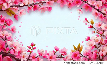 AI-generated background frame with cherry blossom branches 124256905