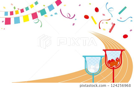 Athletic meet ball foot race background illustration 124256968