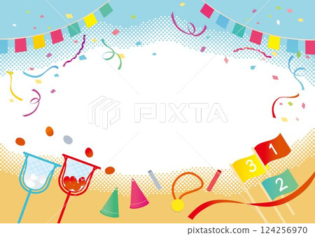 Athletic meet ball foot race background illustration 124256970