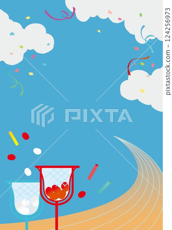 Athletic meet ball foot race background illustration 124256973