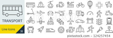 Transportation line icon set 124257454