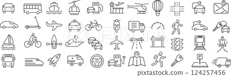 關於交通的向量單色線圖示集 關於交通的向量單色線圖示集 124257456